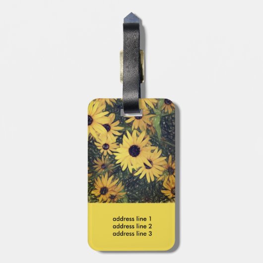 bagagelabel personaliseert gele bloemen (Achterkant verticaal)