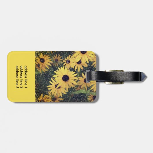 bagagelabel personaliseert gele bloemen (Achterkant horizontaal)