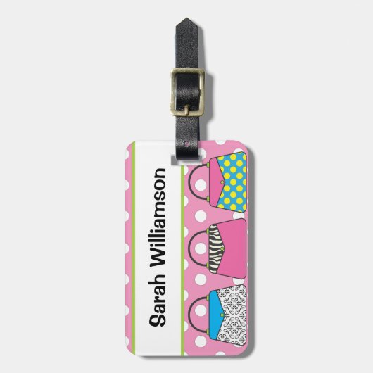 Bagagelabel Polka Dot Purse Handtas (Voorkant verticaal)