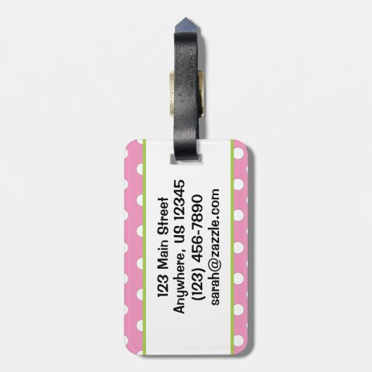 Bagagelabel Polka Dot Purse Handtas (Achterkant verticaal)