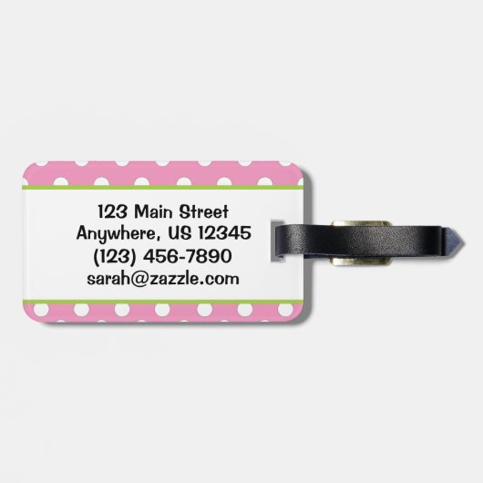 Bagagelabel Polka Dot Purse Handtas (Achterkant horizontaal)