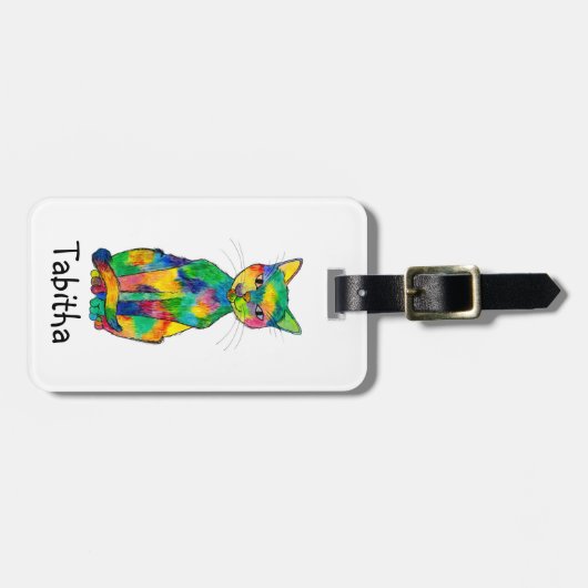 Bagagelabel regenboogkat (Voorkant horizontaal)