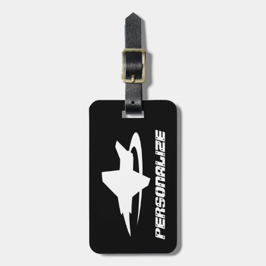 Bagagelabel reizen met vliegtuig-logo van straalja (Voorkant verticaal)