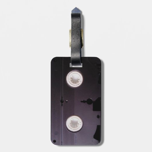 Bagagelabel retro tech vhs videocassette (Achterkant verticaal)