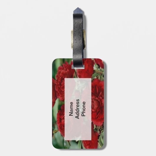 Bagagelabel Rode anjerbloemen (Achterkant verticaal)