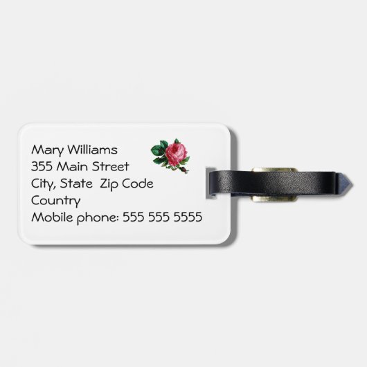 Bagagelabel Roos (Achterkant horizontaal)