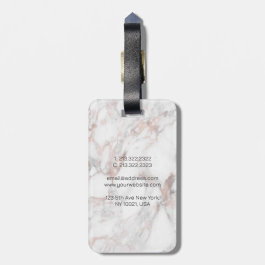 Bagagelabel Roos Gold Marble - aangepaste Sjabloon (Achterkant verticaal)