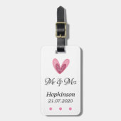 Bagagelabel - Roze Glitter Heart de heer & mevrouw (Voorkant verticaal)