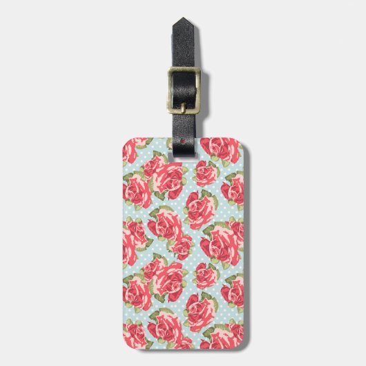 bagagelabel Shabby Chic Rozen Floral Vintage (Voorkant verticaal)