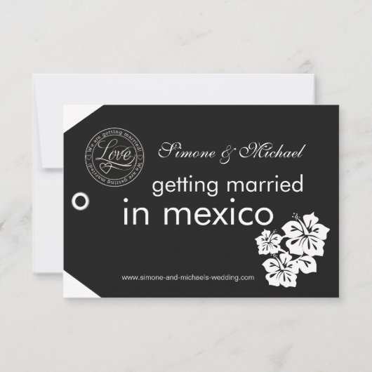 bagagelabel Sla de datums in zwart-wit op Save The Date (Achterkant)