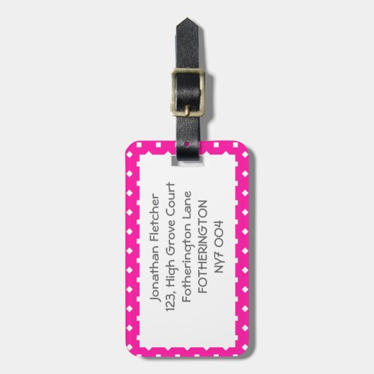 bagagelabel, Snoep roze geometrisch Bagagelabel (Voorkant verticaal)