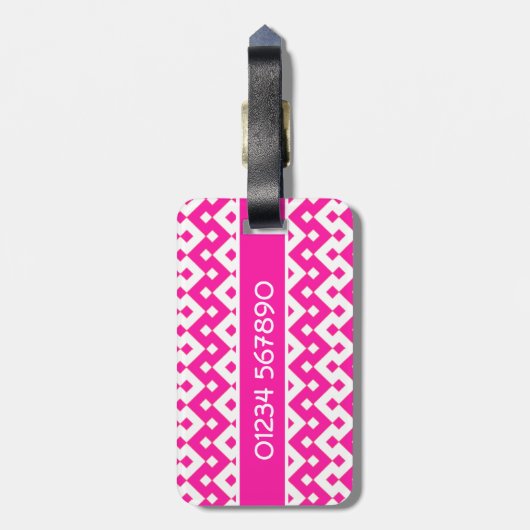 bagagelabel, Snoep roze geometrisch Bagagelabel (Achterkant verticaal)