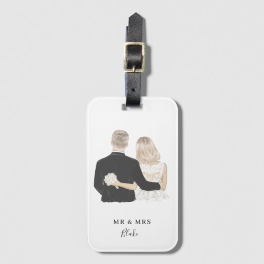 Bagagelabel ter illustratie van de bruid en de gro (Voorkant (verticaal))