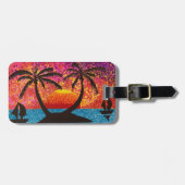 Bagagelabel - Tropisch eiland op zonsondergang (Voorkant horizontaal)