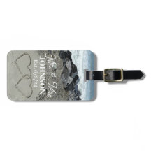 Bagagelabel - Twee harten in het zand