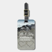 Bagagelabel - Twee harten in het zand (Voorkant verticaal)