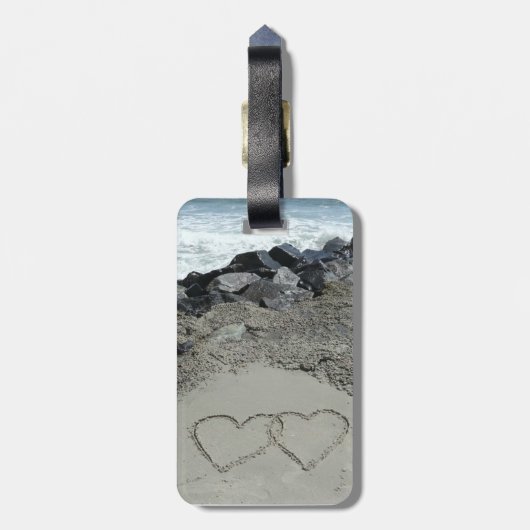 Bagagelabel - Twee harten in het zand (Achterkant verticaal)