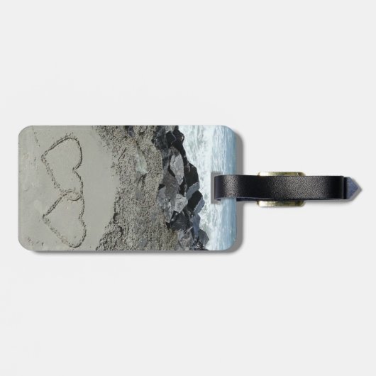 Bagagelabel - Twee harten in het zand (Achterkant horizontaal)