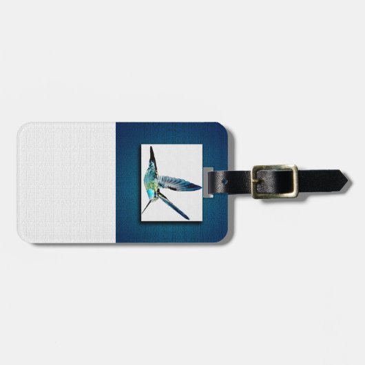 Bagagelabel van blauwe gekleurde luchtvogel (Voorkant horizontaal)