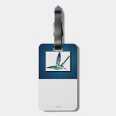 Bagagelabel van blauwe gekleurde luchtvogel (Achterkant verticaal)