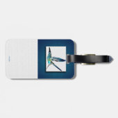 Bagagelabel van blauwe gekleurde luchtvogel (Achterkant horizontaal)