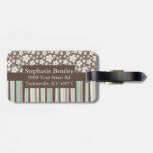 Bagagelabel van bruin Floral Stripe (Achterkant horizontaal)