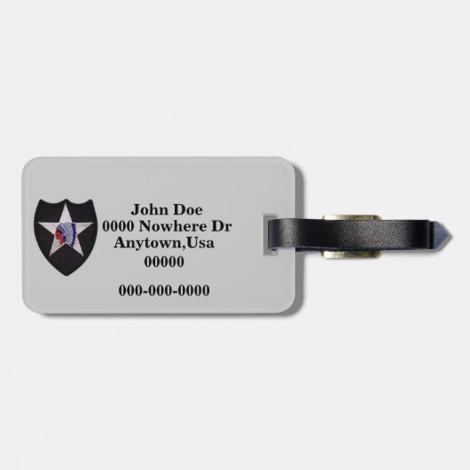 bagagelabel van de 2e Infanteriedivisie (Achterkant horizontaal)