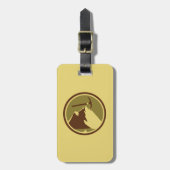 Bagagelabel van de bergtoppen met lederriem (Voorkant verticaal)