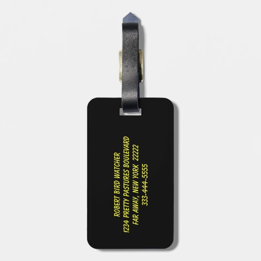 Bagagelabel van de Gele-buiksapper (Achterkant verticaal)