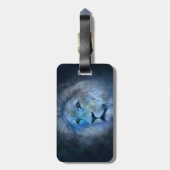 Bagagelabel van de leeuwenkap met lederen riem (Achterkant verticaal)