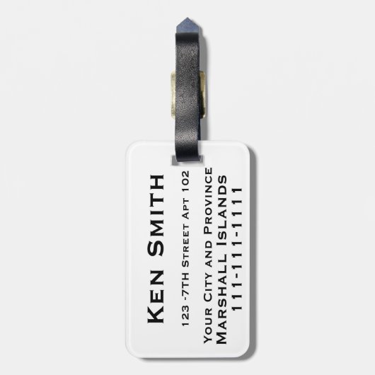 bagagelabel van de Marshalleilanden (Achterkant verticaal)