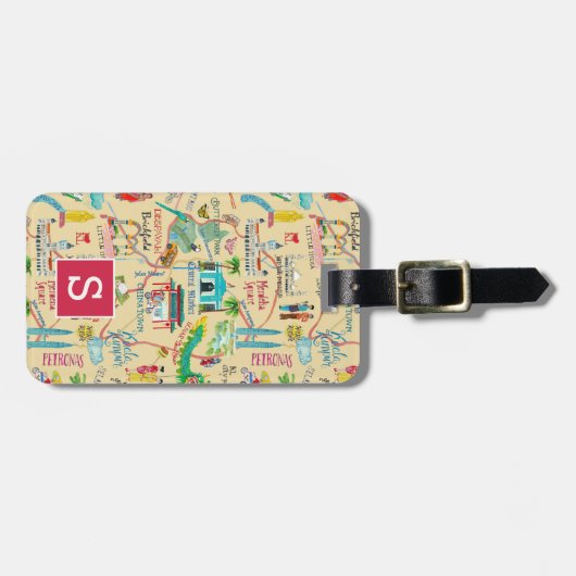 Bagagelabel van de stadskaart Kuala Lumpur (Voorkant horizontaal)