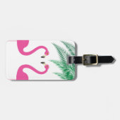 Bagagelabel van flamingos en palmbladeren (Voorkant horizontaal)