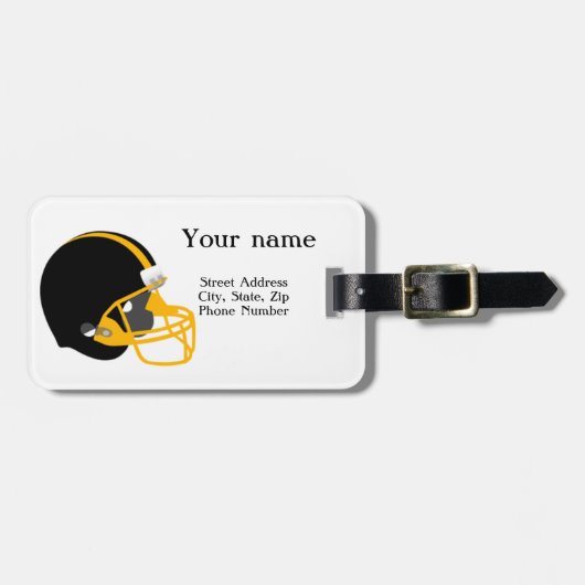 Bagagelabel van geel en zwart Football (Voorkant horizontaal)