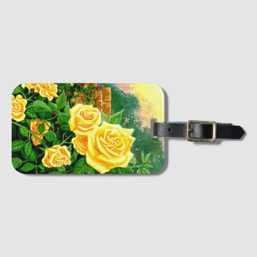 Bagagelabel van geelrozen, geverfd (Voorkant (horizontaal))
