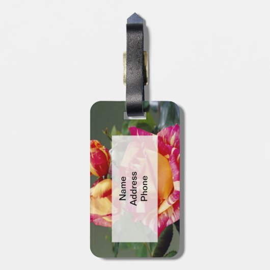 Bagagelabel van gele roze rozen (Achterkant verticaal)