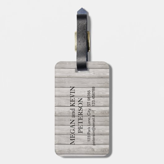 Bagagelabel van gepersonaliseerd hout (Achterkant verticaal)
