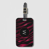 Bagagelabel van het Burgundy Tiger Stripes Monogra (Voorkant (verticaal))