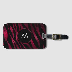 Bagagelabel van het Burgundy Tiger Stripes Monogra