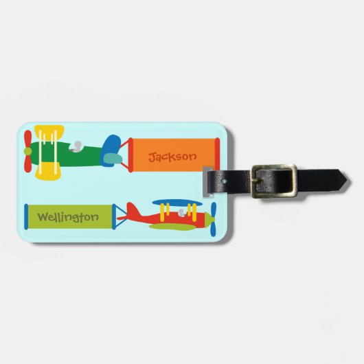 Bagagelabel van het kindervliegtuig (personalisere (Voorkant horizontaal)