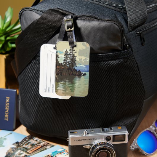 Bagagelabel van het meer van Tahoe (Voorkant & Achterkant)