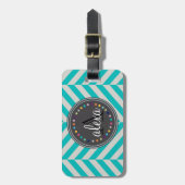 Bagagelabel van het Monogram Turquoise en Polka Do (Voorkant verticaal)