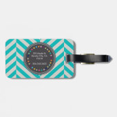 Bagagelabel van het Monogram Turquoise en Polka Do (Achterkant horizontaal)