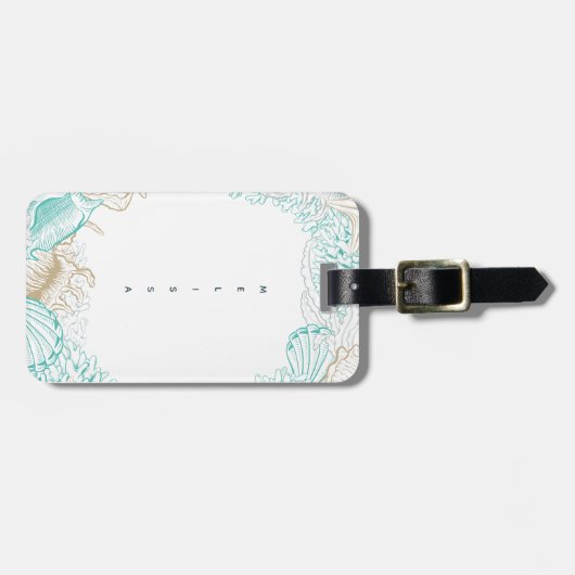 bagagelabel van het monogram voor kustturquoise Mo (Voorkant horizontaal)