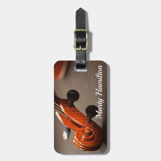 Bagagelabel van het muziekinstrument Cello of Viol (Voorkant verticaal)