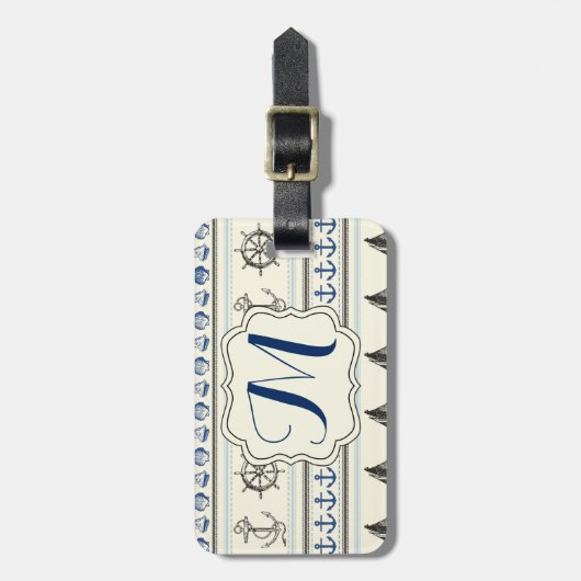 Bagagelabel van het Nautical Rope Monogram van de (Voorkant verticaal)