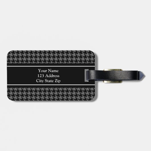 Bagagelabel van het zwarte-houndstooth-controlepat (Achterkant horizontaal)