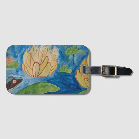 Bagagelabel van kikker en waterlib (Voorkant (horizontaal))