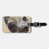 Bagagelabel van labradoedle met lederen riem (Voorkant horizontaal)