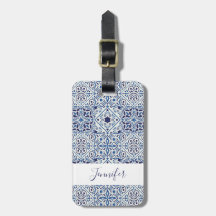 Bagagelabel van mediterrane tegels
